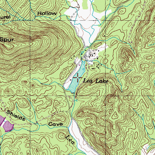 Topographic Map of Lea Lake, TN