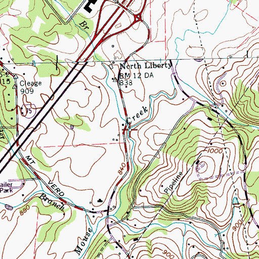 Topographic Map of Liberty Branch, TN