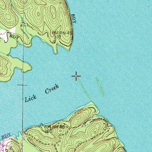 Topographic Map of Lick Creek, TN