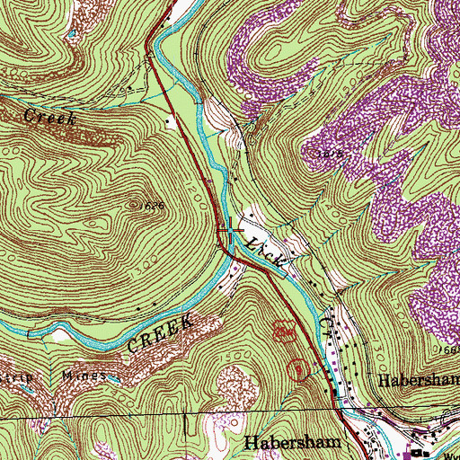 Topographic Map of Lick Creek, TN
