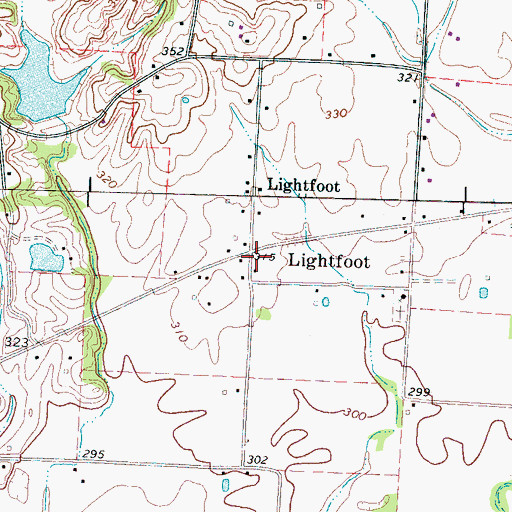 Topographic Map of Lightfoot, TN