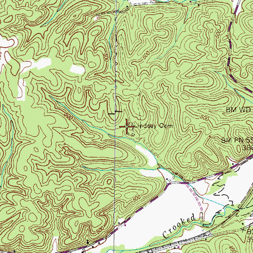 Topographic Map of Lindsey Cemetery, TN