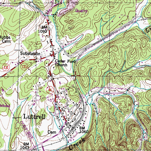 Topographic Map of Little Creek, TN