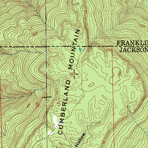 Topographic Map of Little Cumberland Mountain, TN