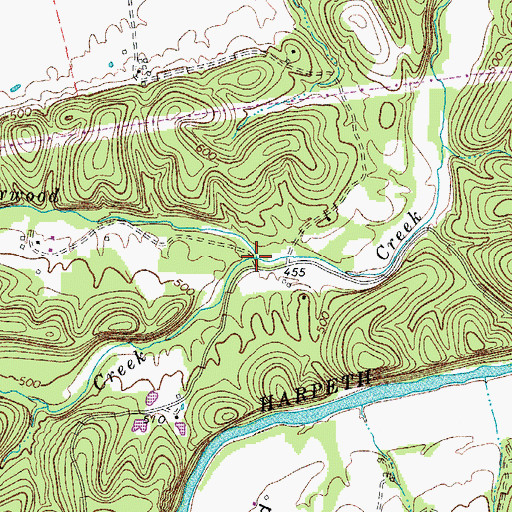 Topographic Map of Little Leatherwood Creek, TN