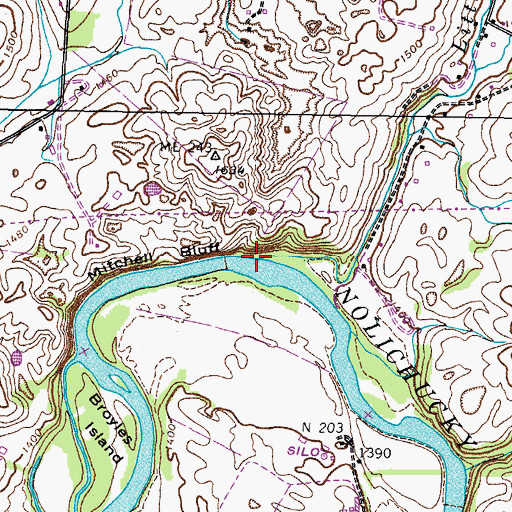 Topographic Map of Little Limestone Creek, TN