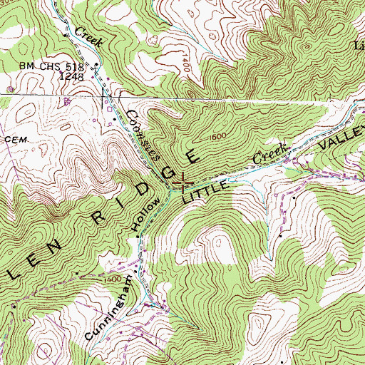 Topographic Map of Little Valley, TN