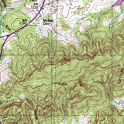 Topographic Map of Lone Mountain, TN