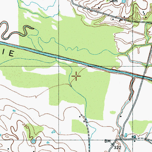 Topographic Map of Loosahatchie Bottom, TN