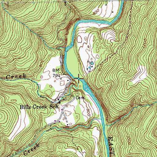 Topographic Map of Lost Cane Creek, TN