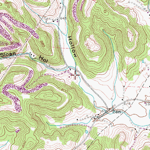 Topographic Map of Love Hollow, TN
