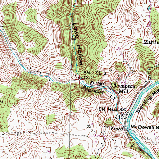 Topographic Map of Lowe Hollow, TN