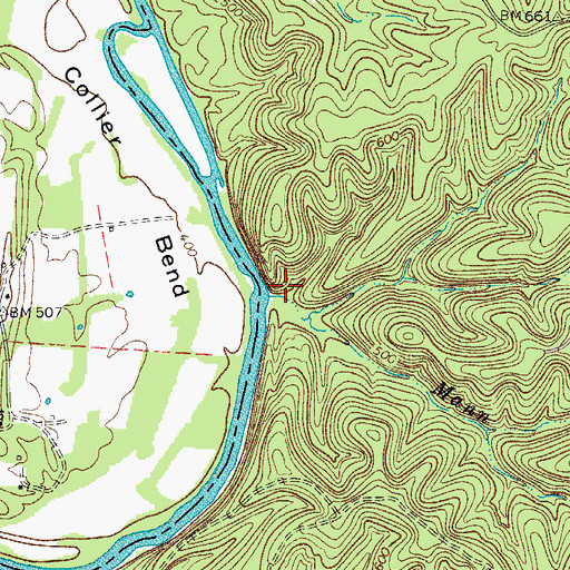 Topographic Map of Mann Creek, TN