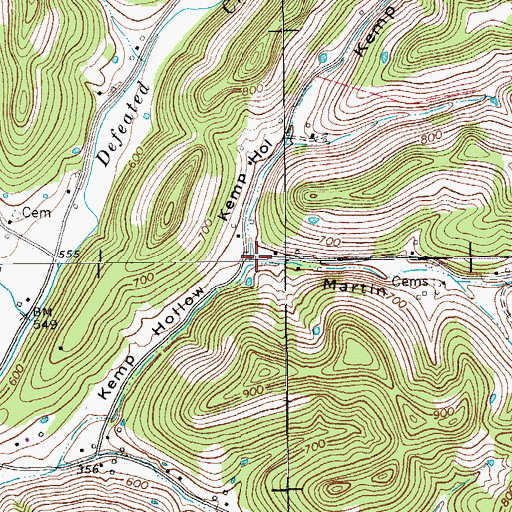 Topographic Map of Martin Hollow, TN