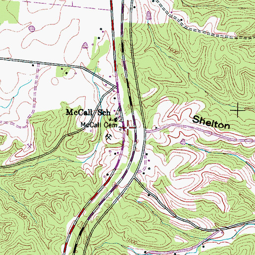 Topographic Map of McCall Cemetery, TN