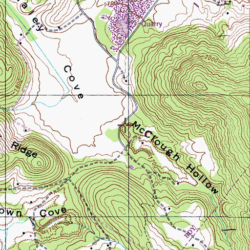 Topographic Map of McClough Hollow, TN