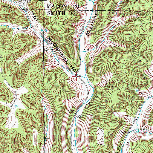 Topographic Map of McCormick Hollow, TN
