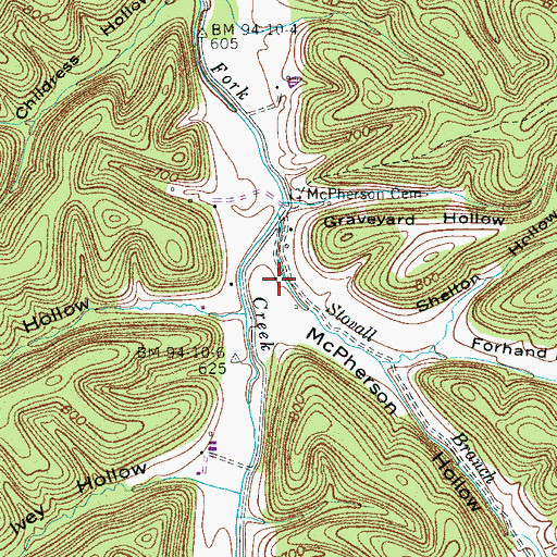 Topographic Map of McPherson Hollow, TN