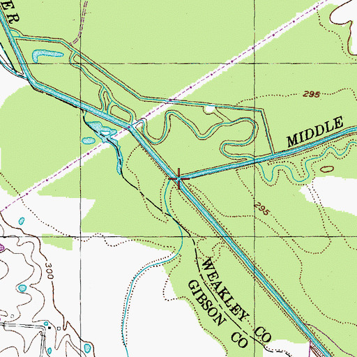 Topographic Map of Middle Fork Obion River, TN