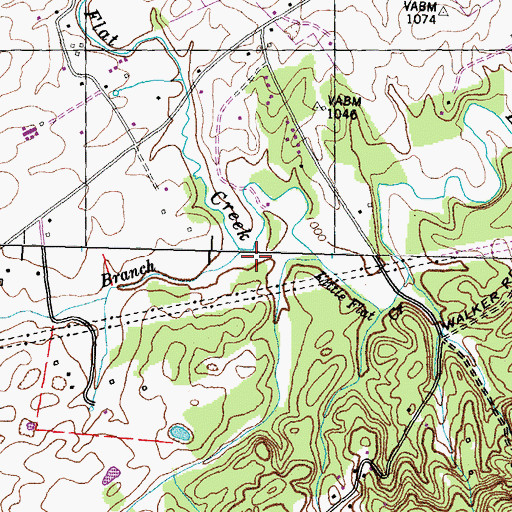 Topographic Map of Mile Branch, TN