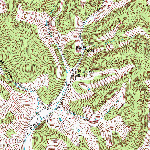 Topographic Map of Minchey Cemetery, TN