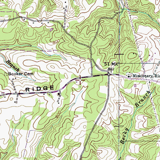 Topographic Map of Missionary Ridge, TN