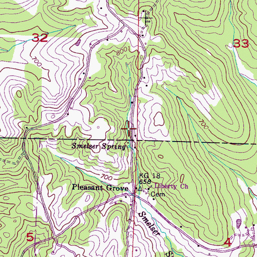 Topographic Map of Smelser Spring, AL