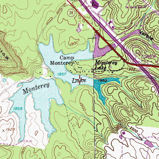 Topographic Map of Monterey Lake, TN