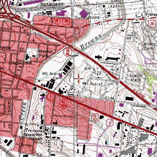 Topographic Map of Mount Ararat Cemetery, TN