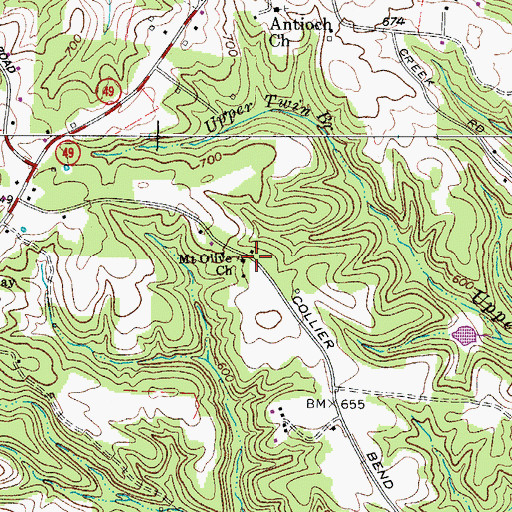 Topographic Map of Mount Olive Church, TN