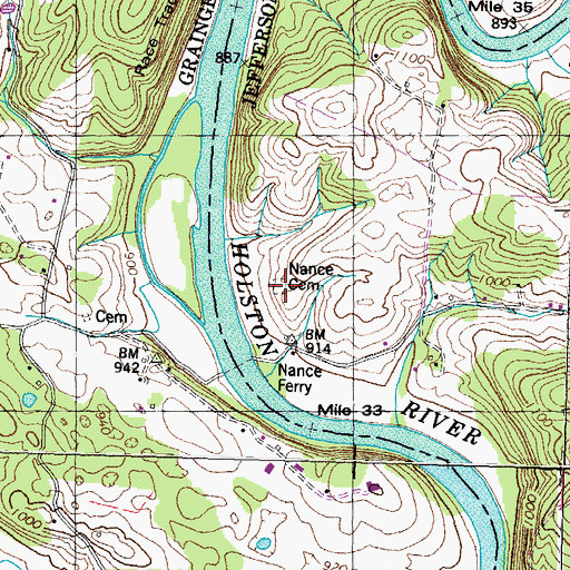 Topographic Map of Nance Cemetery, TN