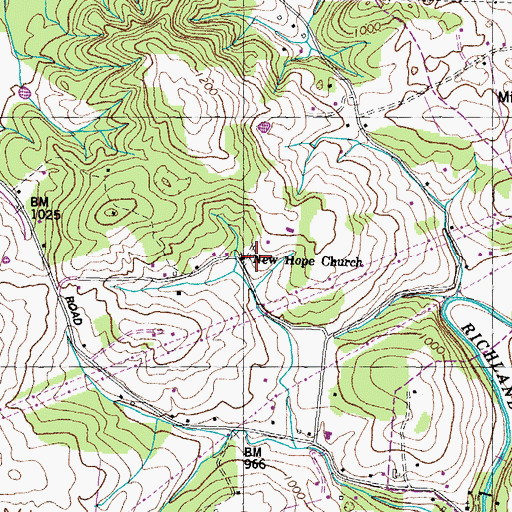 Topographic Map of New Hope Church, TN