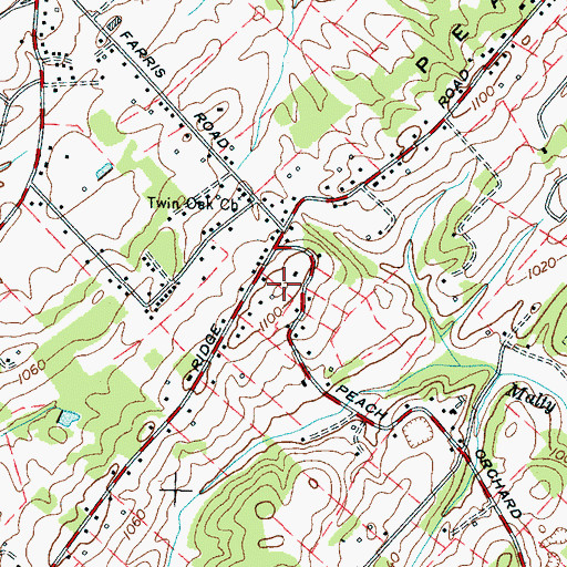 Topographic Map of Pea Ridge, TN