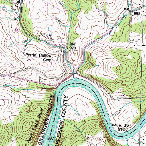 Topographic Map of Perrin Hollow, TN