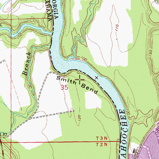 Topographic Map of Smith Bend, AL