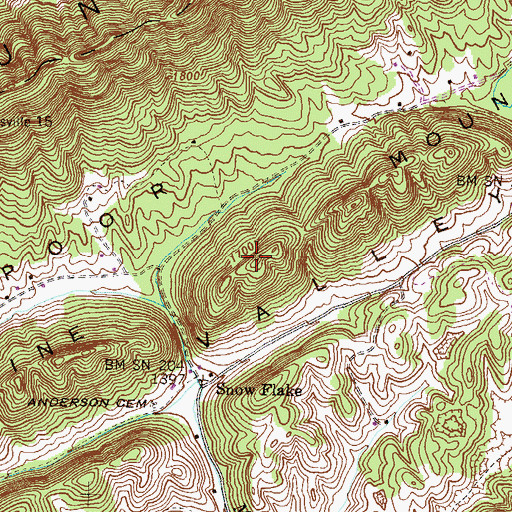 Topographic Map of Pine Mountain, TN