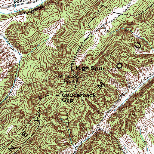 Topographic Map of Piney Mountain, TN