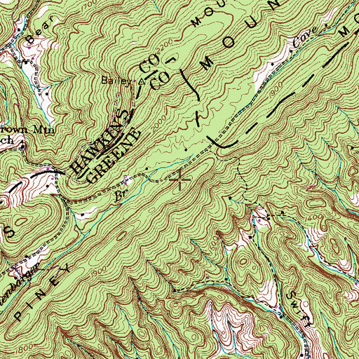 Topographic Map of Piney Mountain, TN