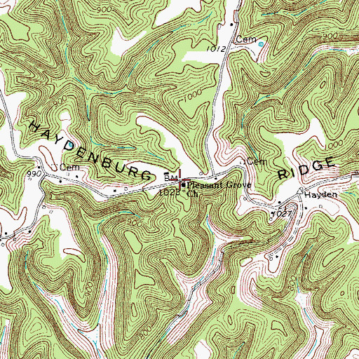 Topographic Map of Pleasant Grove Church, TN