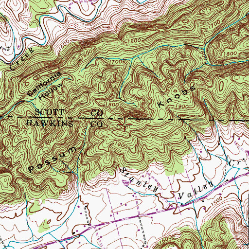 Topographic Map of Possum Knobs, TN