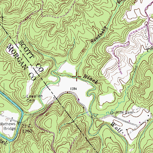 Topographic Map of Potter Branch, TN