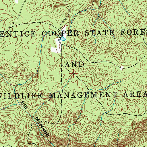 Topographic Map of Prentice Cooper State Forest and Wildlife Ma, TN