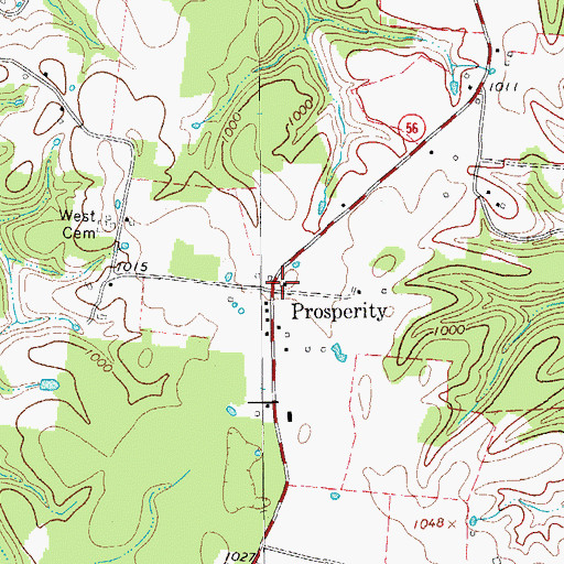 Topographic Map of Prosperity, TN