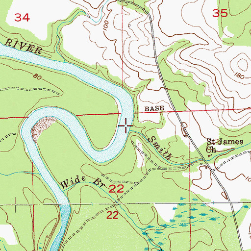 Topographic Map of Smith Branch, AL