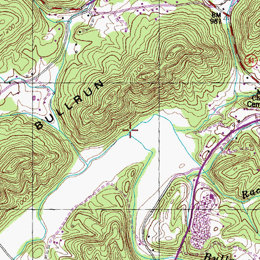 Topographic Map of Raccoon Creek, TN
