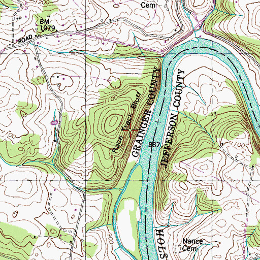 Topographic Map of Race Track Bluff, TN