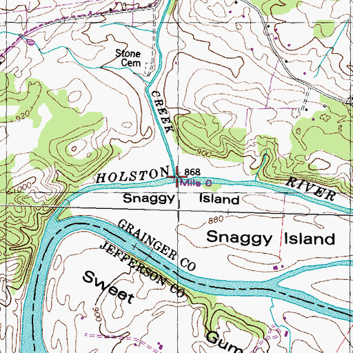 Topographic Map of Richland Creek, TN