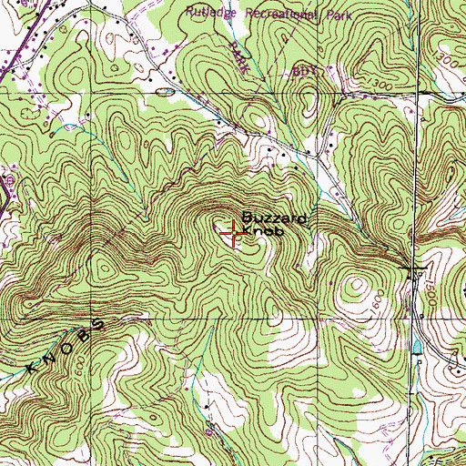 Topographic Map of Richland Knobs, TN