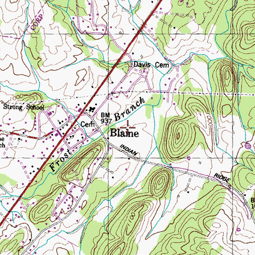 Topographic Map of Richland Valley, TN