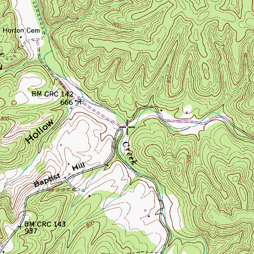 Topographic Map of Roanoke Creek, TN